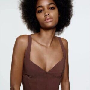 Zara Brown Corset Top (Size S, Like New)